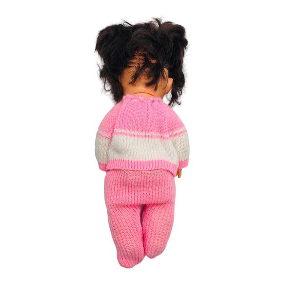 VTG Baby Doll Knit Pjs Pompom Track Suit Open Shut Sleepy Eyes Hong Kong Creepy - Picture 5 of 8